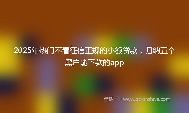 2025年热门不看征信正规的小额贷款，归纳五个黑户能下款的app