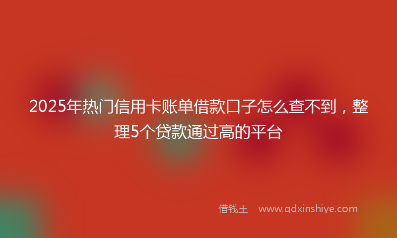 2025年热门信用卡账单借款口子怎么查不到，整理5个贷款通过高的平台