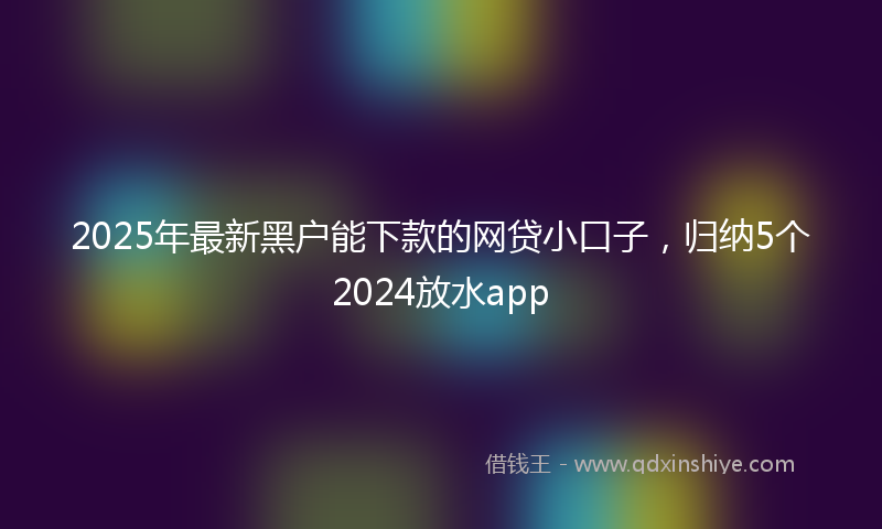 2025年最新黑户能下款的网贷小口子，归纳5个2024放水app