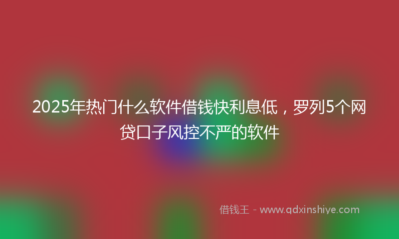 2025年热门什么软件借钱快利息低，罗列5个网贷口子风控不严的软件