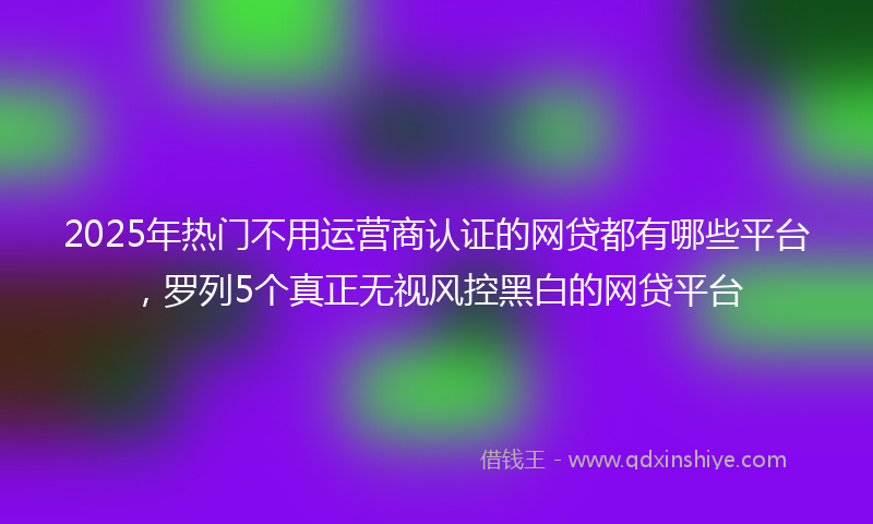 2025年热门不用运营商认证的网贷都有哪些平台，罗列5个真正无视风控黑白的网贷平台