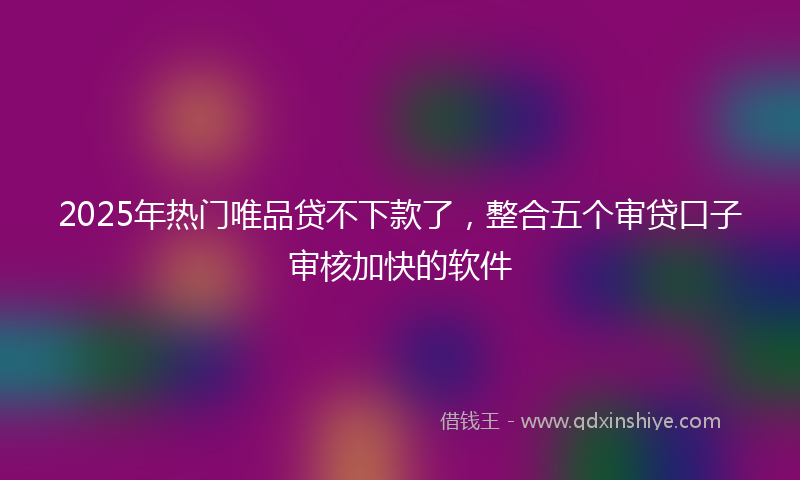 2025年热门唯品贷不下款了，整合五个审贷口子审核加快的软件