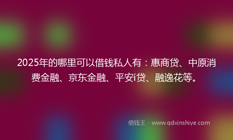 2025年的哪里可以借钱私人有：惠商贷、中原消费金融、京东金融、平安i贷、融逸花等。