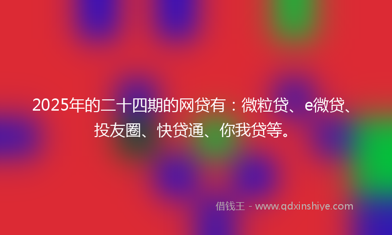 2025年的二十四期的网贷有:微粒贷、e微贷、投友圈、快贷通、你我贷等。