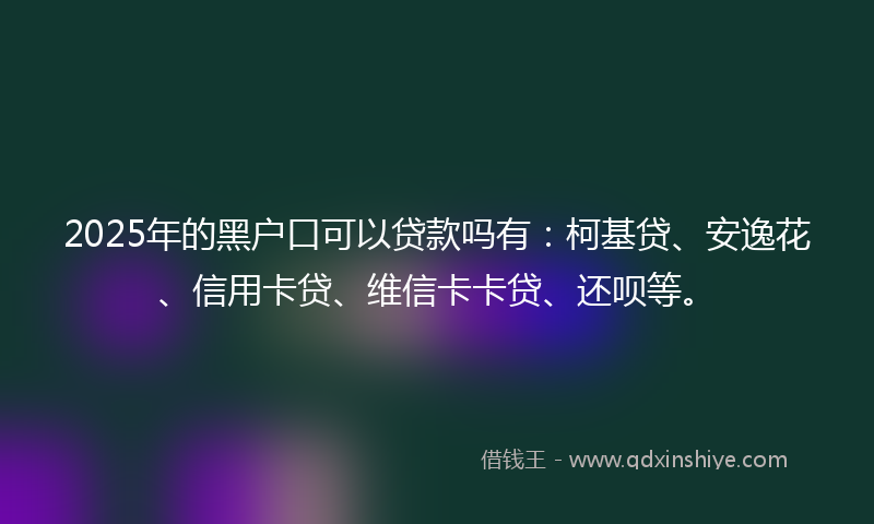 2025年的黑户口可以贷款吗有：柯基贷、安逸花、信用卡贷、维信卡卡贷、还呗等。
