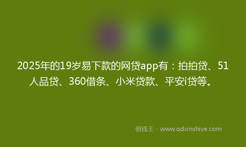 2025年的19岁易下款的网贷app有：拍拍贷、51人品贷、360借条、小米贷款、平安i贷等。