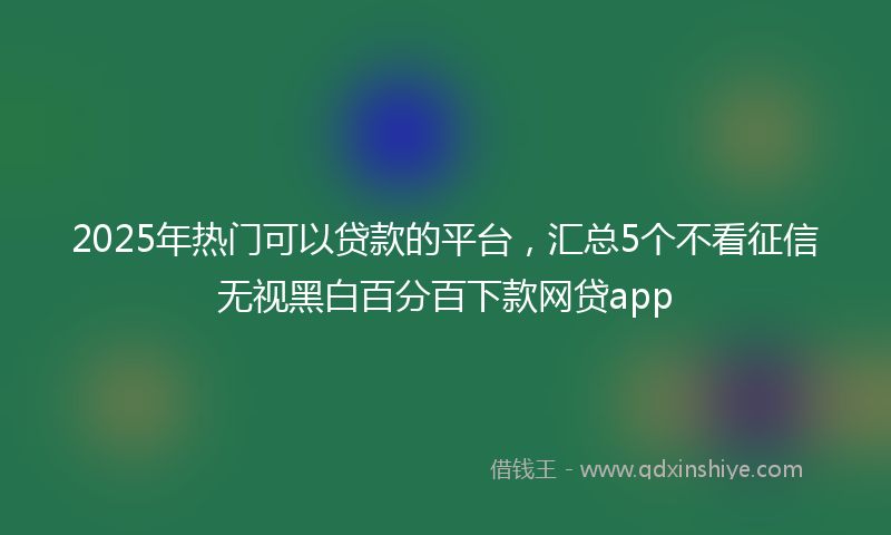 2025年热门可以贷款的平台，汇总5个不看征信无视黑白百分百下款网贷app