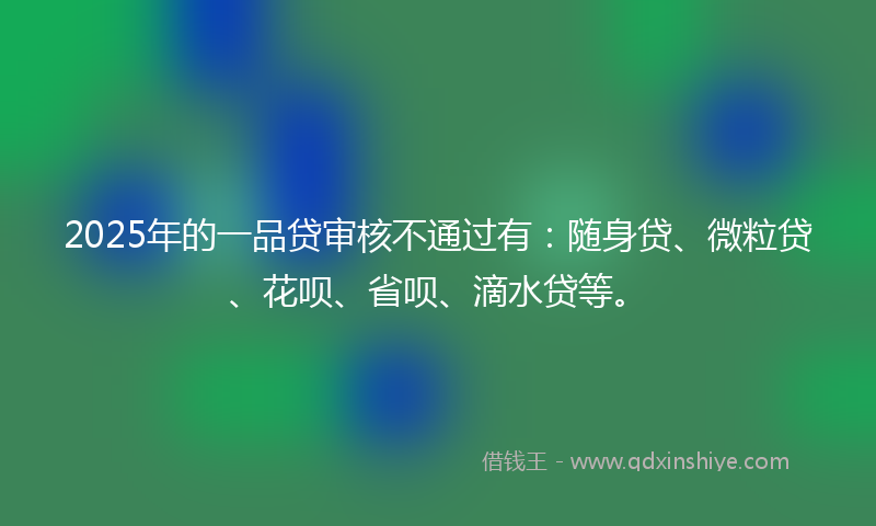 2025年的一品贷审核不通过有：随身贷、微粒贷、花呗、省呗、滴水贷等。