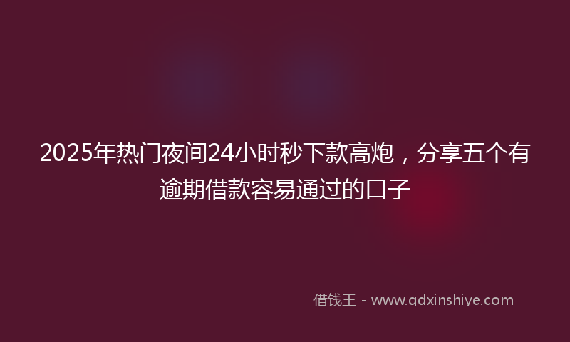 2025年热门夜间24小时秒下款高炮，分享五个有逾期借款容易通过的口子