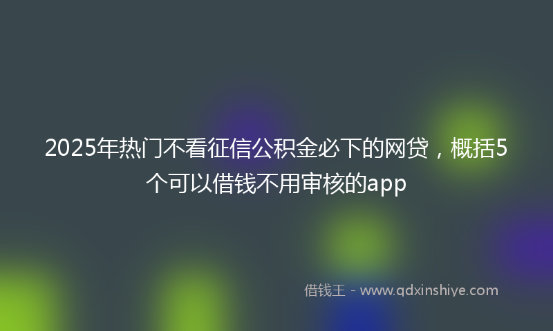 2025年热门不看征信公积金必下的网贷，概括5个可以借钱不用审核的app