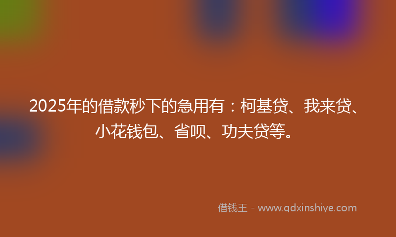 2025年的借款秒下的急用有：柯基贷、我来贷、小花钱包、省呗、功夫贷等。