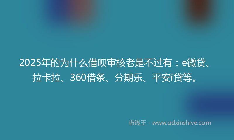 2025年的为什么借呗审核老是不过有：e微贷、拉卡拉、360借条、分期乐、平安i贷等。