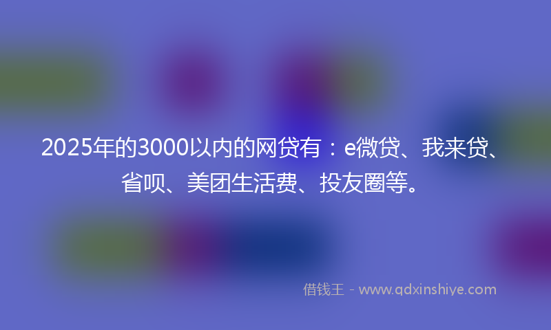 2025年的3000以内的网贷有：e微贷、我来贷、省呗、美团生活费、投友圈等。