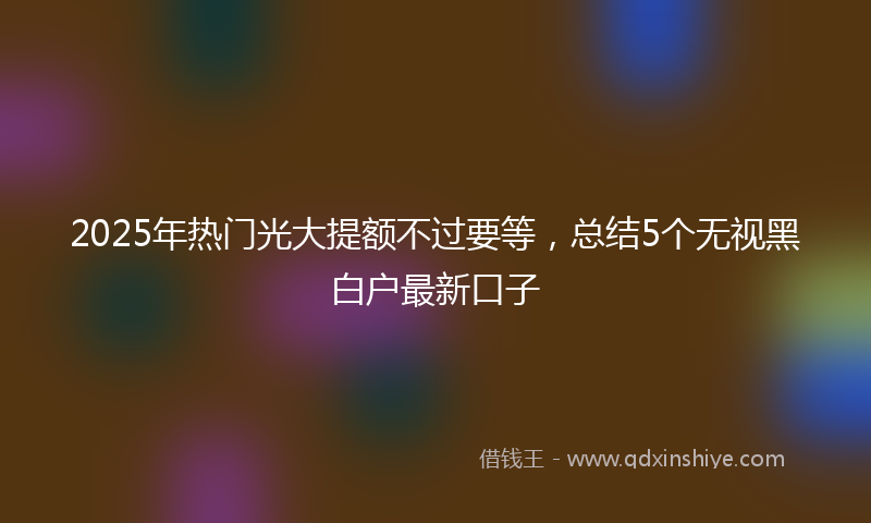 2025年热门光大提额不过要等，总结5个无视黑白户最新口子