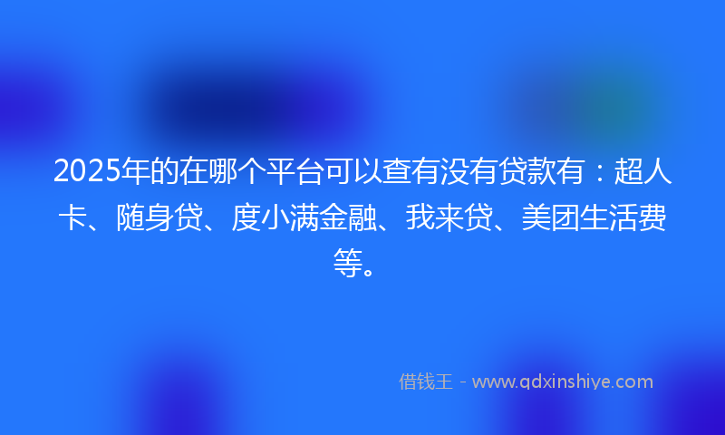 2025年的在哪个平台可以查有没有贷款有：超人卡、随身贷、度小满金融、我来贷、美团生活费等。