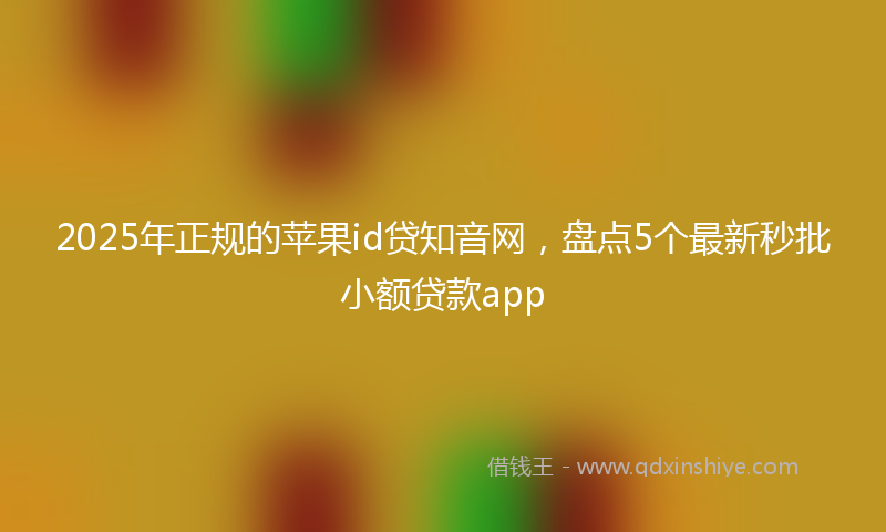 2025年正规的苹果id贷知音网，盘点5个最新秒批小额贷款app