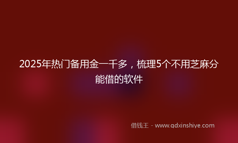 2025年热门备用金一千多，梳理5个不用芝麻分能借的软件