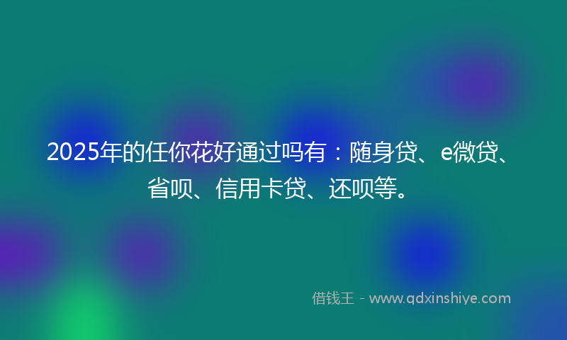 2025年的任你花好通过吗有：随身贷、e微贷、省呗、信用卡贷、还呗等。