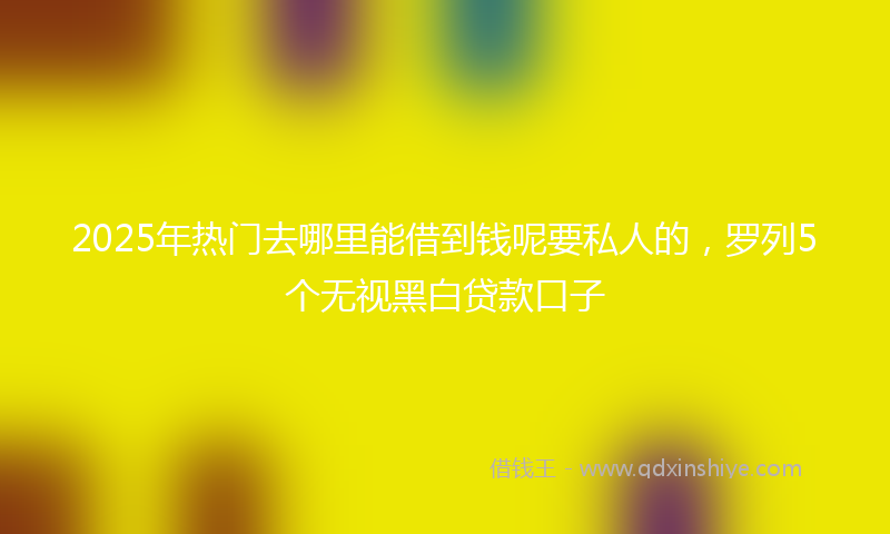 2025年热门去哪里能借到钱呢要私人的，罗列5个无视黑白贷款口子