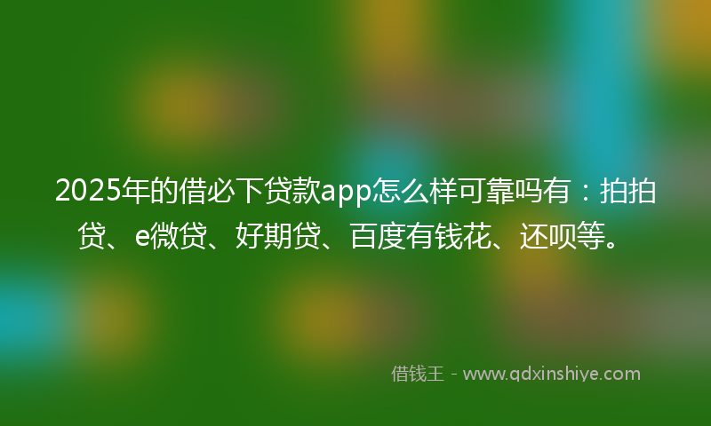 2025年的借必下贷款app怎么样可靠吗有：拍拍贷、e微贷、好期贷、百度有钱花、还呗等。