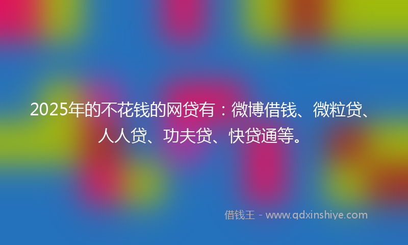 2025年的不花钱的网贷有：微博借钱、微粒贷、人人贷、功夫贷、快贷通等。