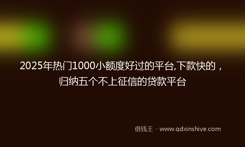 2025年热门1000小额度好过的平台,下款快的，归纳五个不上征信的贷款平台