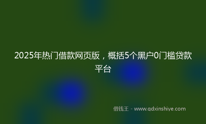 2025年热门借款网页版，概括5个黑户0门槛贷款平台