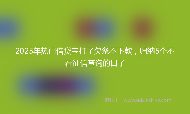 2025年热门借贷宝打了欠条不下款，归纳5个不看征信查询的口子