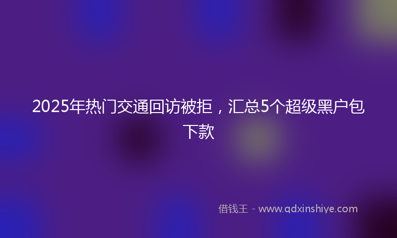 2025年热门交通回访被拒，汇总5个超级黑户包下款