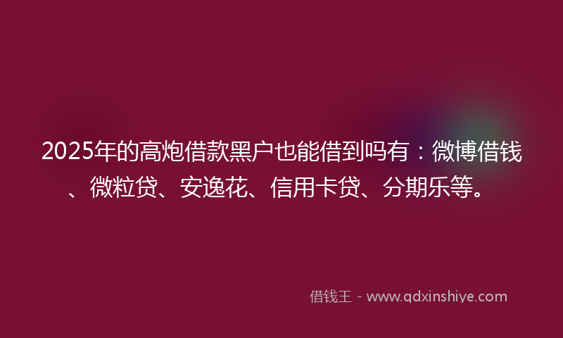 2025年的高炮借款黑户也能借到吗有：微博借钱、微粒贷、安逸花、信用卡贷、分期乐等。