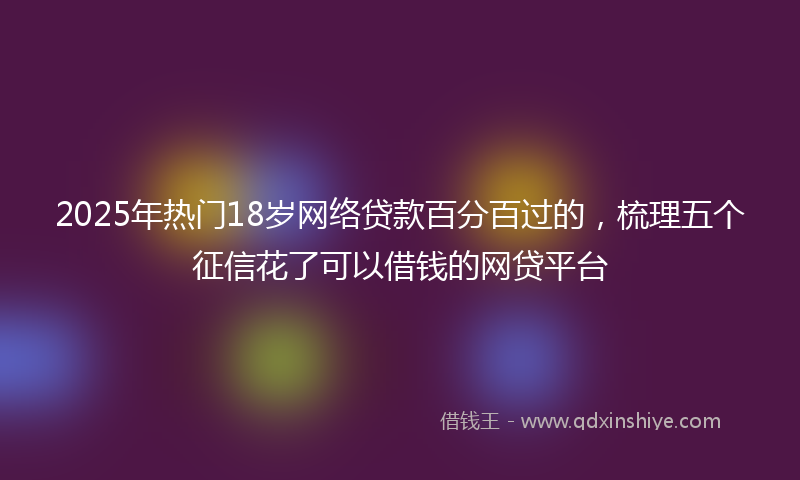 2025年热门18岁网络贷款百分百过的，梳理五个征信花了可以借钱的网贷平台