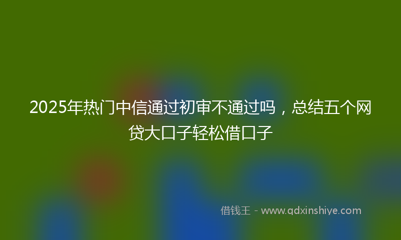 2025年热门中信通过初审不通过吗，总结五个网贷大口子轻松借口子