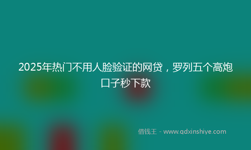 2025年热门不用人脸验证的网贷，罗列五个高炮口子秒下款