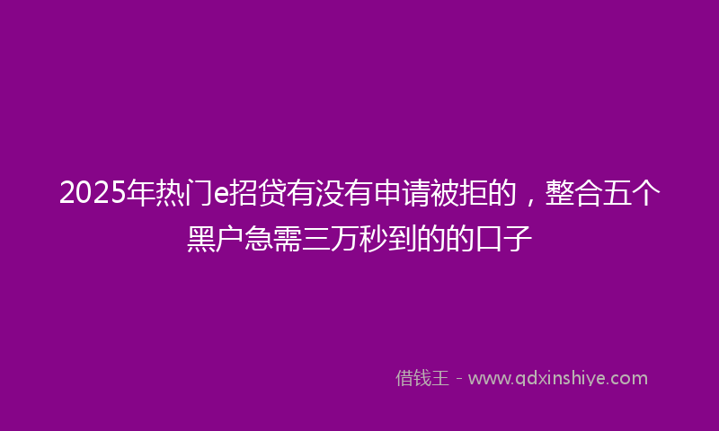 2025年热门e招贷有没有申请被拒的，整合五个黑户急需三万秒到的的口子