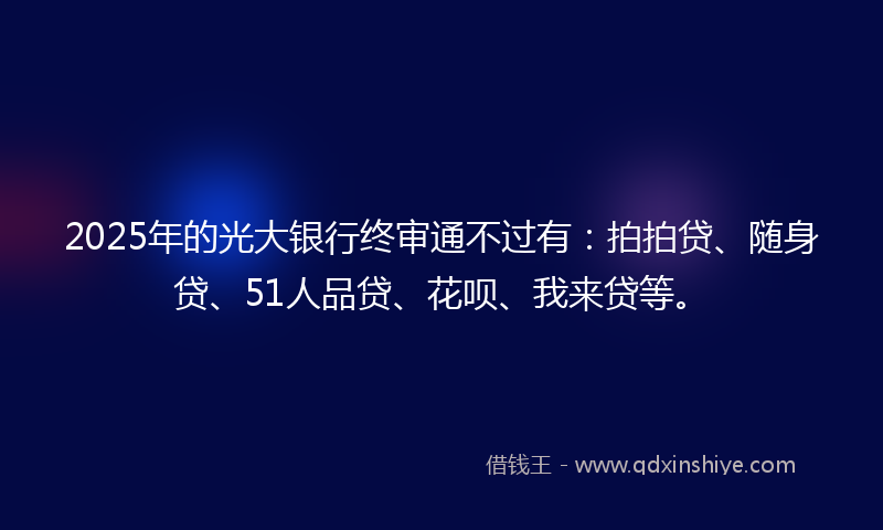 2025年的光大银行终审通不过有：拍拍贷、随身贷、51人品贷、花呗、我来贷等。