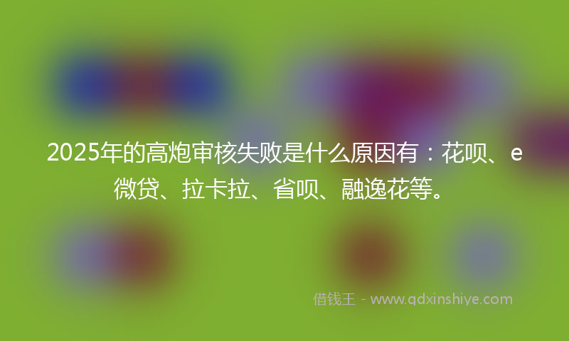 2025年的高炮审核失败是什么原因有：花呗、e微贷、拉卡拉、省呗、融逸花等。