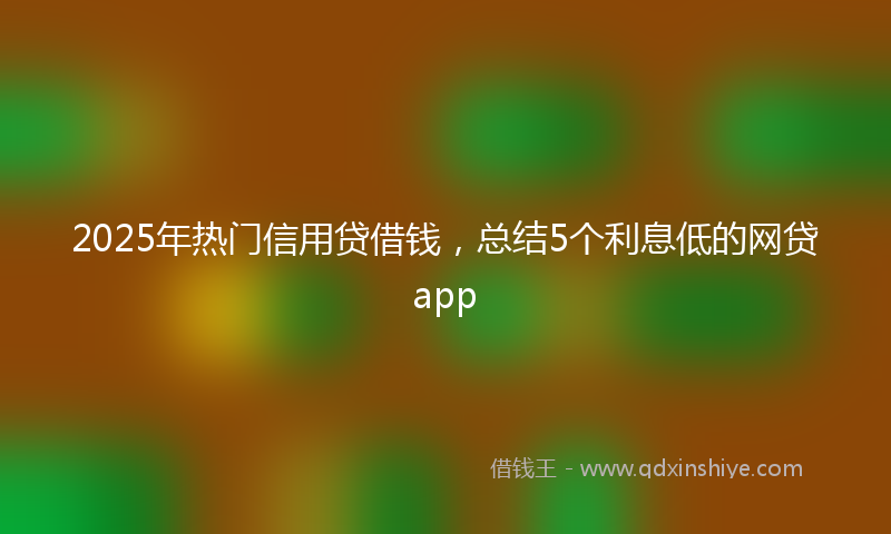 2025年热门信用贷借钱，总结5个利息低的网贷app
