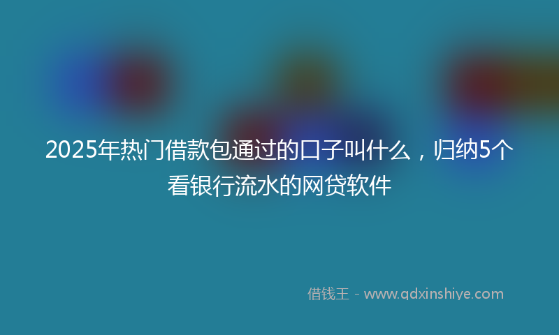 2025年热门借款包通过的口子叫什么，归纳5个看银行流水的网贷软件