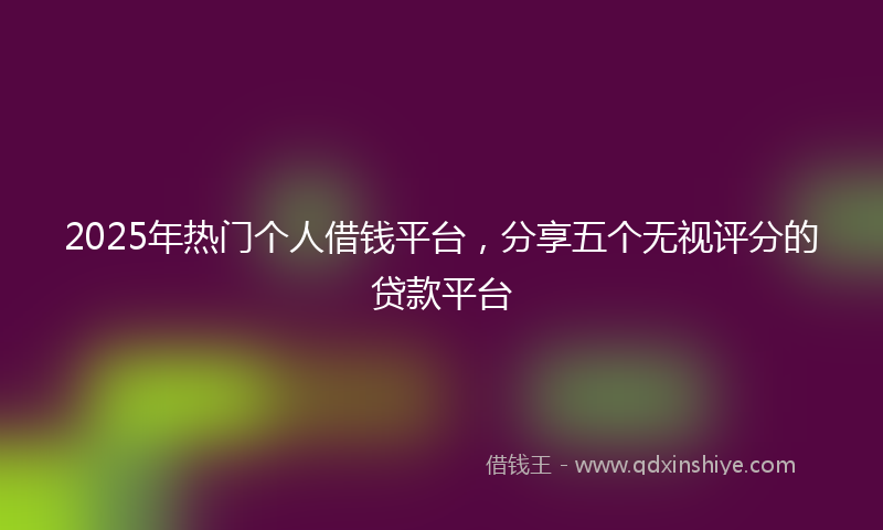 2025年热门个人借钱平台，分享五个无视评分的贷款平台