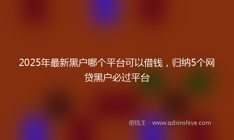 2025年最新黑户哪个平台可以借钱，归纳5个网贷黑户必过平台