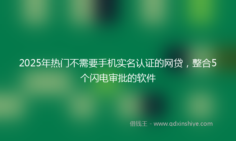 2025年热门不需要手机实名认证的网贷，整合5个闪电审批的软件