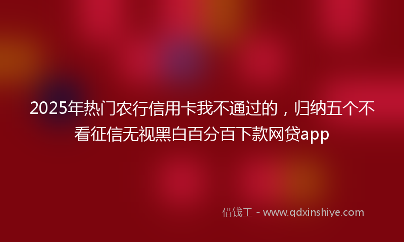 2025年热门农行信用卡我不通过的，归纳五个不看征信无视黑白百分百下款网贷app