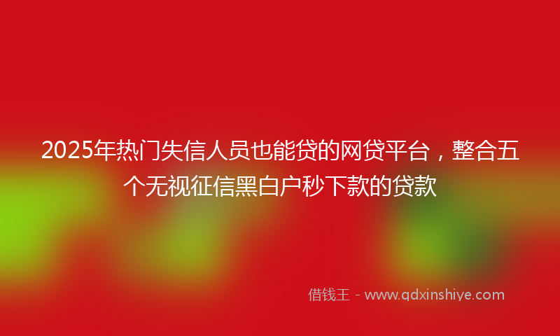 2025年热门失信人员也能贷的网贷平台，整合五个无视征信黑白户秒下款的贷款