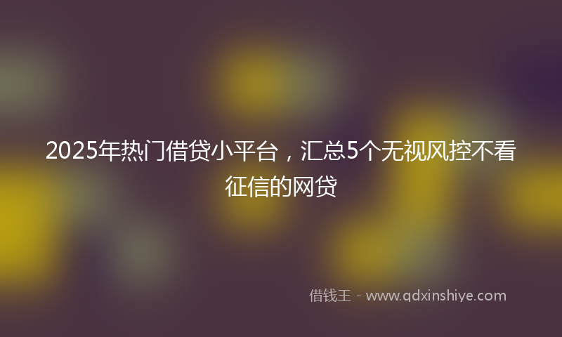 2025年热门借贷小平台，汇总5个无视风控不看征信的网贷