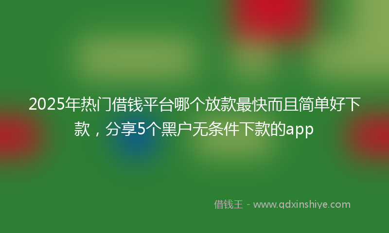 2025年热门借钱平台哪个放款最快而且简单好下款，分享5个黑户无条件下款的app