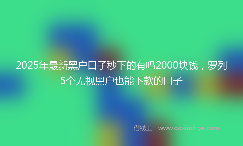 2025年最新黑户口子秒下的有吗2000块钱，罗列5个无视黑户也能下款的口子