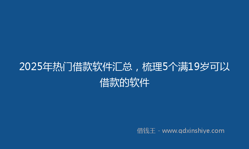 2025年热门借款软件汇总，梳理5个满19岁可以借款的软件