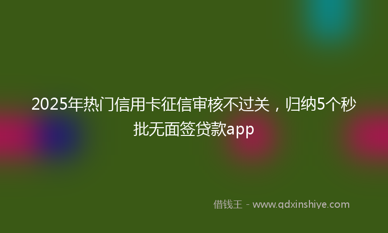 2025年热门信用卡征信审核不过关，归纳5个秒批无面签贷款app