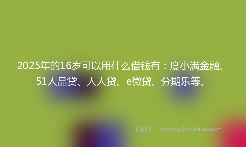2025年的16岁可以用什么借钱有：度小满金融、51人品贷、人人贷、e微贷、分期乐等。