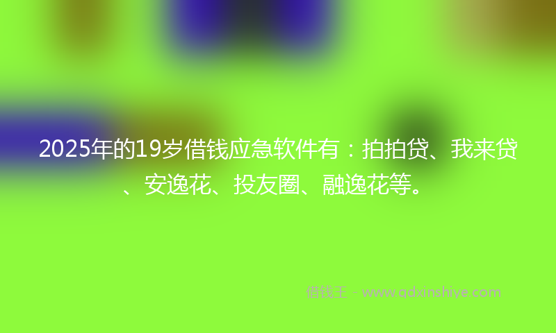 2025年的19岁借钱应急软件有：拍拍贷、我来贷、安逸花、投友圈、融逸花等。